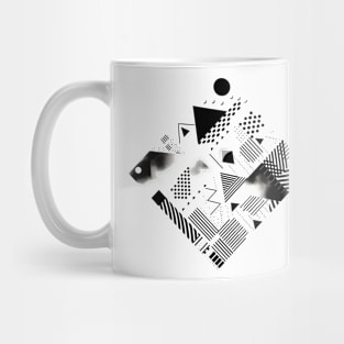 Monochrome Mystique: Geometric Rombus T-Shirt with Witty Vector Patterns Mug